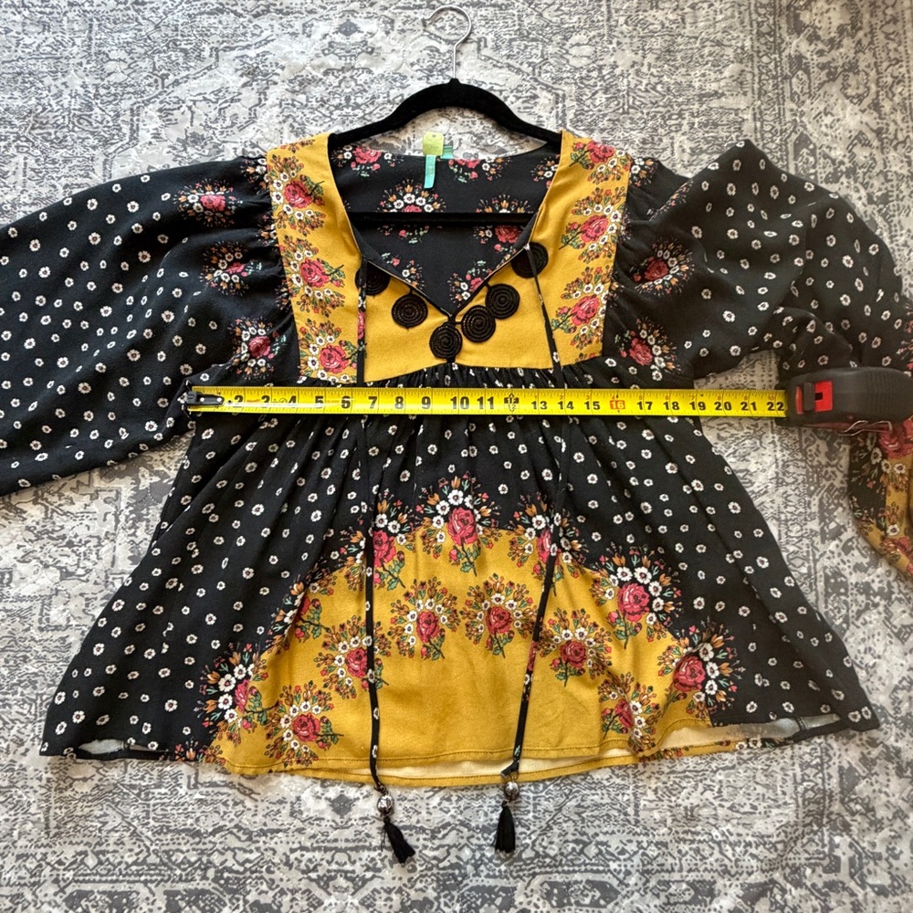 Anthropologie x Farm Rio INTARSIA Small Pullover Boho Blouse - Picture 5 of 12